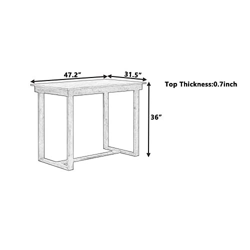 Knocbel Farmhouse 4-Person Counter Height Rectangular Dining Table, Wooden Kitchen Dining Room Small Space Furniture, Distressed Finish (Brown)