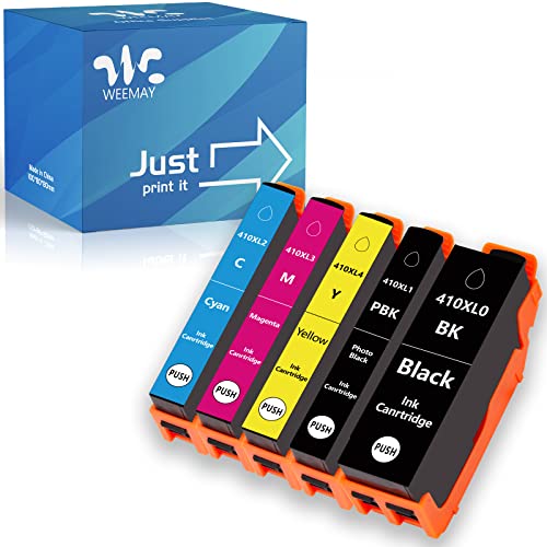 Remanufactured 410XL Ink Cartridge 5 Pack Replacement for Epson 410XL 410 T410XL for Epson Expression XP-7100 XP-640 XP-830 XP-530 XP-630 XP-635 Printer(Black, Photo Black, Cyan, Magenta, Yellow)