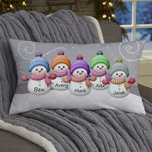 personalized snowman family pillow custom 1-9 name pillows merry christmas throw pillow art decor christmas for gifts(snowmen family)