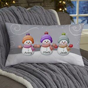 Personalized Snowman Family Pillow Custom 1-9 Name Pillows Merry Christmas Throw Pillow Art Decor Christmas for Gifts(Snowmen Family)