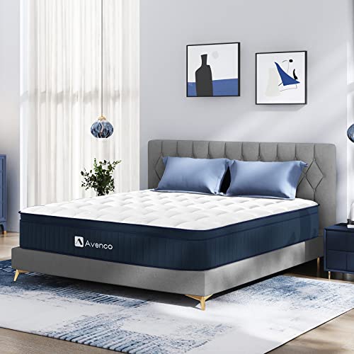 King Mattress, Avenco 12" Hybrid Mattress King with Latex Memory Foam, Motion Isolation Individually Pocket Spring Mattress, Medium Firm, Relieves Pain & Pressure Points & Cooling King Bed (NDSM30)