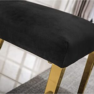 AZhome Dining Chairs Set of 4, Black Velvet Upholstered Dining Room Chairs with Button Tufted, Gold Stainless Steel Legs