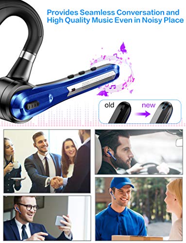 GPEESTRAC Bluetooth Headset [Upgraded] Active Noise Cancelling Bluetooth Headphones, Bluetooth Earpiece CVC8.0 Dual-Mic Hands-Free V5.0 Comfortable Earbud