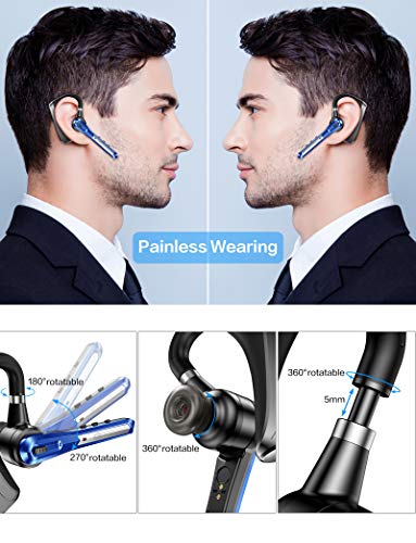 GPEESTRAC Bluetooth Headset [Upgraded] Active Noise Cancelling Bluetooth Headphones, Bluetooth Earpiece CVC8.0 Dual-Mic Hands-Free V5.0 Comfortable Earbud