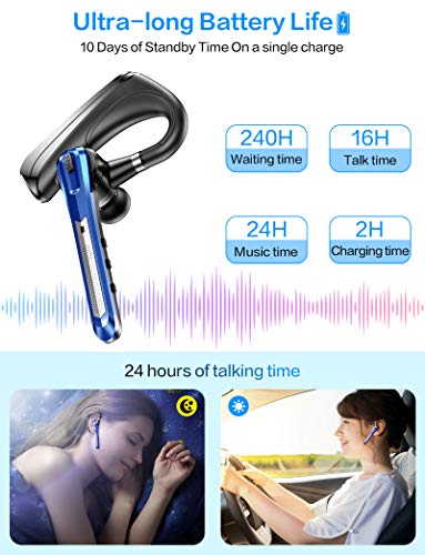 GPEESTRAC Bluetooth Headset [Upgraded] Active Noise Cancelling Bluetooth Headphones, Bluetooth Earpiece CVC8.0 Dual-Mic Hands-Free V5.0 Comfortable Earbud