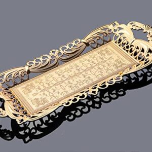 Turkish Tea Coffee Serving Tray with Handles Ottoman Decorative (Gold)