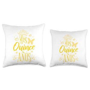 15 Birthday Quinceanera Gifts Sweet 15 Mexican Birthday Party Quinceanera Mis Quince Años Throw Pillow, 18x18, Multicolor