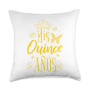 15 birthday quinceanera gifts sweet 15 mexican birthday party quinceanera mis quince años throw pillow, 18x18, multicolor