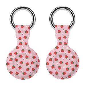 protective airtag holder case cover for air tags tracker shockproof accessories items finder 2pack airtags cases strawberry daisies silicone cover with keychain for girls boys travel luggage backpacks