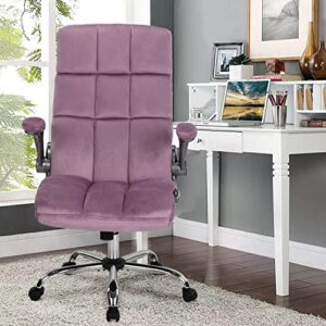 kcream high back fabric home office chair with swivel, executive computer desk chair with adjustable back tilt and flip-up armrest, comfy thick padding ergonomic office chair (9327-purple)