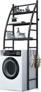 hiigh 3-tier laundry room shelf over the toilet/washing machine storage rack, adjustable organizer stand,for laundry room,toilet,black,white (color : black)