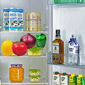 Onion, tomato, lemon, green pepper 4 PCS Fruit and Vegetable Shaped Food Saver Storage，Reusable SiliconeRefrigerator Box Storage Bowls Saver Holder Keeper