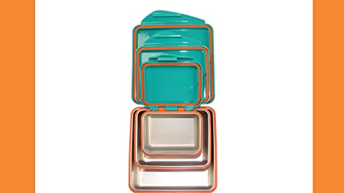 Kid Basix by New Wave Safe Snacker 3 Size Bundle Reusable Stainless Steel Lunchboxes Includes 23oz, 13oz and 7oz Reusable, Teal