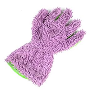 aokid car wash mitt car chenille cleaning glove large palm for suv purple