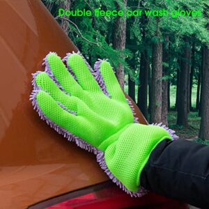 AOKID Car Wash Mitt Car Chenille Cleaning Glove Large Palm for SUV Purple