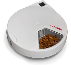 cat mate c500 five-meal automatic pet feeder with stainless steel bowl inserts
