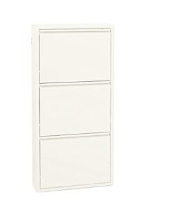 alveon flip drawer shoe cabinet, storage organizer, freestanding shoe rack, wall mounted no-assembly (gray, 3 drawer)