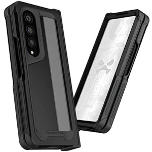 ghostek atomic slim case for galaxy z fold 4 (7.6 inch) - clear black aluminum metal bumper & shockproof protection