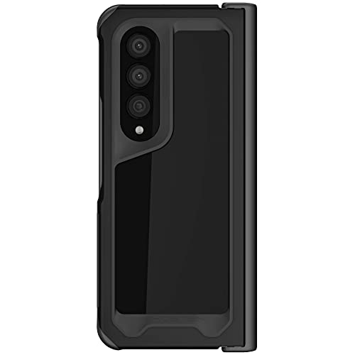 Ghostek ATOMIC Slim Case for Galaxy Z Fold 4 (7.6 Inch) - Clear Black Aluminum Metal Bumper & Shockproof Protection