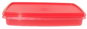tupperware deli meat or cheese keeper slim line 9 x 5 inch container in strawberry red