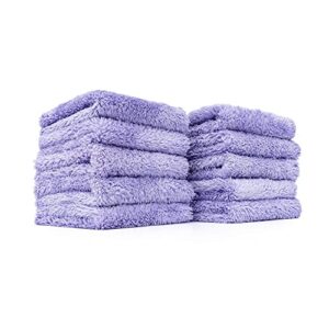 the rag company - the eaglet 350 (10-pack) professional korean 70/30 blend; super plush microfiber detailing towels; perfect for wheels, mirrors, and more; 350gsm, 8in x 8in, lavender