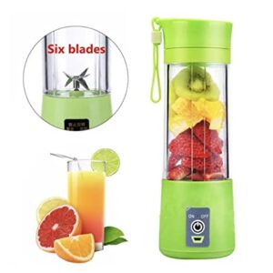 USB Portable Blender Juicer Cup, 3CPRECIOUS Fruit Juice mixer, Mini Portable Rechargeable Battery/Juicing Blender Mixer, 380ml (Green)