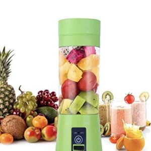 USB Portable Blender Juicer Cup, 3CPRECIOUS Fruit Juice mixer, Mini Portable Rechargeable Battery/Juicing Blender Mixer, 380ml (Green)