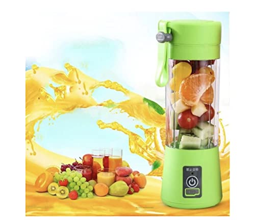 USB Portable Blender Juicer Cup, 3CPRECIOUS Fruit Juice mixer, Mini Portable Rechargeable Battery/Juicing Blender Mixer, 380ml (Green)