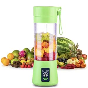 USB Portable Blender Juicer Cup, 3CPRECIOUS Fruit Juice mixer, Mini Portable Rechargeable Battery/Juicing Blender Mixer, 380ml (Green)