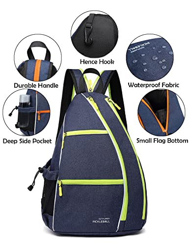 OUTPLORER Pickleball Bag for Men Women Pickleball Backpack Reversible Crossbody Sling Bag Sports Pickleball Sling Bag Adjustable Pickleball Backpack with Fence Hook