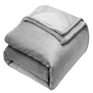 allecalm fleece blanket queen size, one layer of 500gsm plush extra warm heavy thick soft warm cozy fuzzy luxury for all season for dorm room, bed, sofa, couch, gift, 90x90 inch, grey