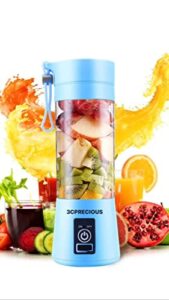 usb portable blender juicer cup, 3cprecious fruit juice mixer, mini portable rechargeable battery/juicing blender mixer, 380ml (blue)