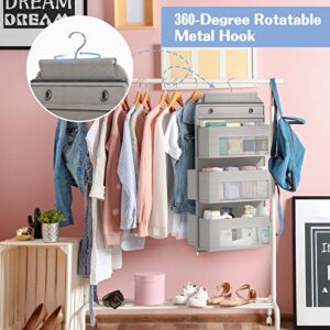 Fixwal Dual Sided Hanging Closet Organizer 6-Shelf Over The Door Organizer Separable Wall Mount Storage for Baby Nursery Bathroom College Dorm Kids Room Pantry Camper RV, Grey