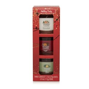 Yankee Candle Holiday Party White Spruce & Grapefruit, Holiday Zest, Sage & Citrus Mini Jar Candle 1.3oz Each