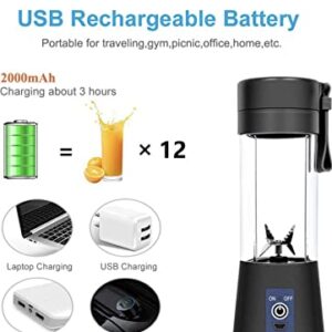 USB Portable Blender Juicer Cup, 3CPRECIOUS Fruit Juice mixer, Mini Portable Rechargeable Battery/Juicing Blender Mixer, 380ml (Black)