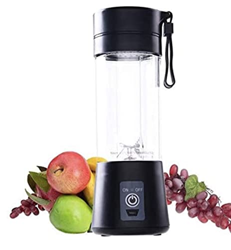 USB Portable Blender Juicer Cup, 3CPRECIOUS Fruit Juice mixer, Mini Portable Rechargeable Battery/Juicing Blender Mixer, 380ml (Black)