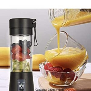 USB Portable Blender Juicer Cup, 3CPRECIOUS Fruit Juice mixer, Mini Portable Rechargeable Battery/Juicing Blender Mixer, 380ml (Black)