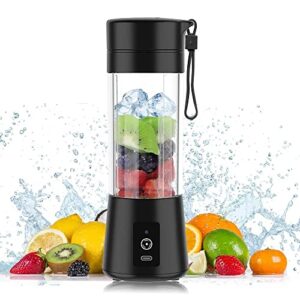 USB Portable Blender Juicer Cup, 3CPRECIOUS Fruit Juice mixer, Mini Portable Rechargeable Battery/Juicing Blender Mixer, 380ml (Black)