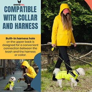 DOGOPAL Dog Raincoat - Reflective Dog Rain Jacket Waterproof for Small Medium and Large Dogs - Dog Raincoats with Leash Hole (Yellow, L)