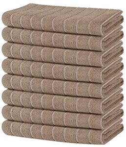 aidea microfiber kitchen towels-8 pack, 18"x26", super absorbent, multi-purpose dish towels for home, kitchen-brown