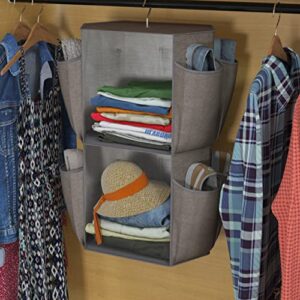 coastal rose Rotating Closet Organizer with 12 Pockets,2-Tier Hanging Shoe Organizer for Closet, Hanging Closet Organizers and Storage Shelves, Space Saving Closet Shelf, Grey