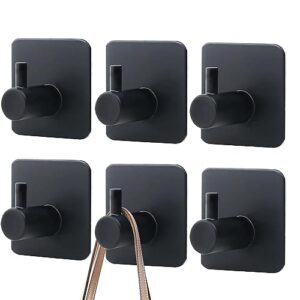 3m hooks heavy duty strong adhesive wall hooks command hooks for hanging heavy duty towels hangers 6 pack black robe hook for bathroom kitchen clothes sticky hooks (black,6 pack)