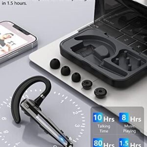 TIANLI Bluetooth Headset V5.0, Bluetooth Earpiece with CVC8.0 Active Noise Canceling Dual Microphones for Computer and Cell Phone, Hands-Free Bluetooth Earphone for Driving/Office/Business, Black