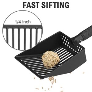 PUPTECK Metal Cat Litter Scoop - Long Handle Adjustable Kitty Litter Scooper with Deep Shovel, Stainless Steel & Non-Stick Cat Litter Sifter