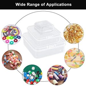 15Pcs Small Clear Plastic Storage Containers with Lids, Empty Mini Plastic Rectangular Storage Box, Beads Storage Box with Hinged Lid for Craft Projects, Jewelry, Tools, Hardware, Small Items, Mix Siz