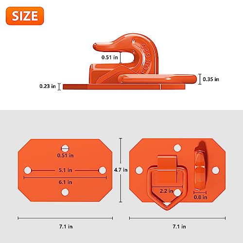 2 Pack 3/8" Tractor Bucket Hooks with D Ring - Max 15,000 lbs Grade 70 Forged Steel Bolt On Grab Hook for Tractor Bucket Accessories for Kubota, John Deere, Kiot, RV, UTV, Truck, Orange