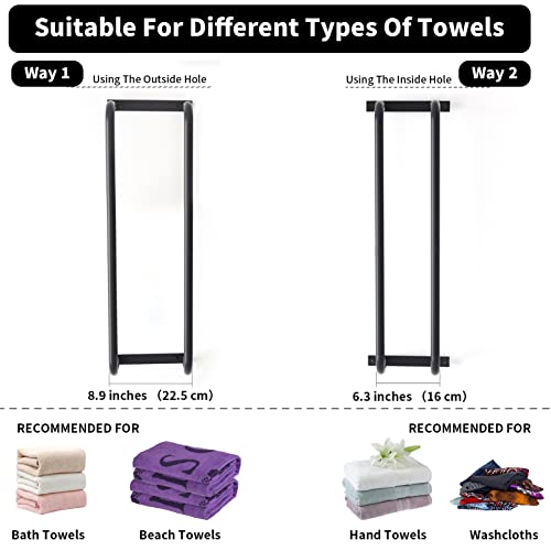 YYP Towel Racks for Bathroom, Towel Rack Wall Mounted, Stainless Steel Towel Holder for Bathroom Wall, Easy to Install Bathroom Towel Storage, Black