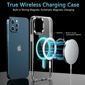 YEMODO iPhone 12 Pro Max Case Magnetic Clear Phone Case for 12 Pro Max 6.7 Inch Compatible with MagSafe, Military Grade 360°Protection, Never Yellow, Slim Thin Cover, Come with Protectors