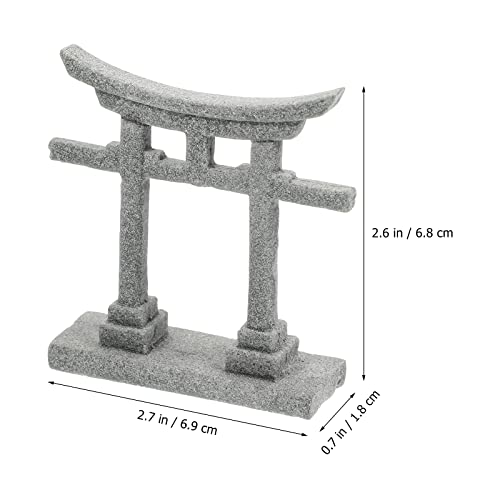 GANAZONO Japanese Shinto Torii Gate Aquarium Torii Miniature Ornament Tree Fish Tank Decoration Bridge Landscape Ornaments Grey