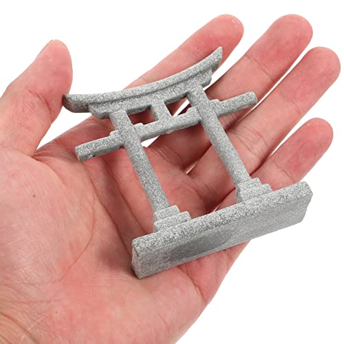 GANAZONO Japanese Shinto Torii Gate Aquarium Torii Miniature Ornament Tree Fish Tank Decoration Bridge Landscape Ornaments Grey